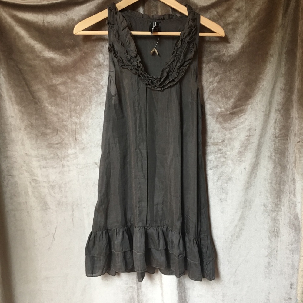 Purple Hearts Silk Cotton Ruffle Dress Top